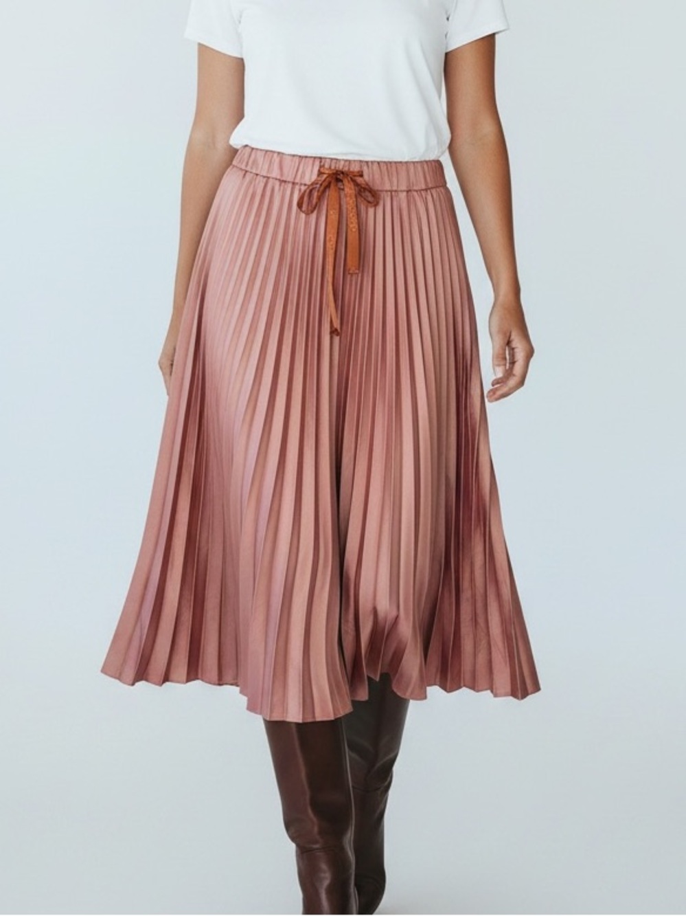 Scotch and Soda Pleated Accordian Midi Skirt in Rose Pink Size L